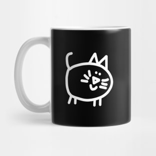 Round Minimal Kitty Cat in White Mug